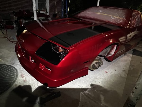 Camaro panels refinished in candy red